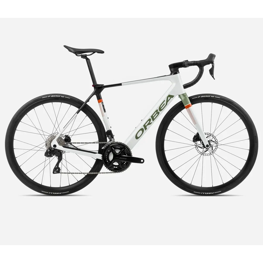 Orbea Gain M30i Electric Bike 2024 White Chic/Metallic Green Artichoke