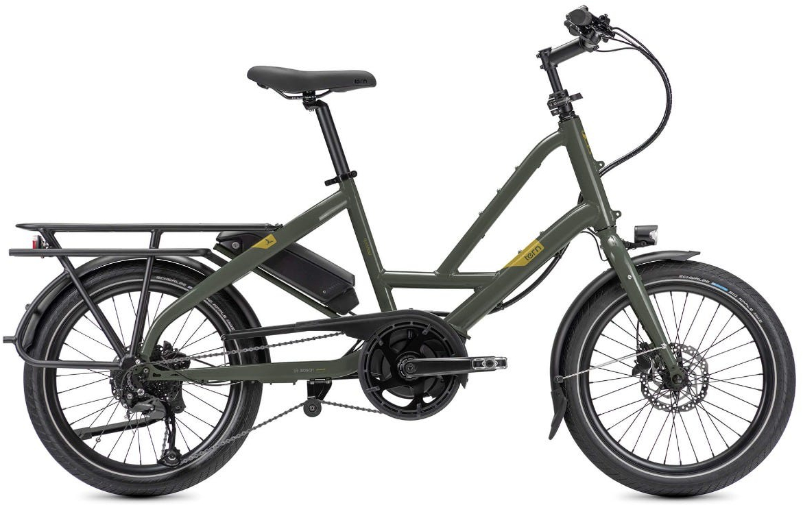 Tern Quick Haul P9 Compact Electric Cargo Bike ONE SIZE Gloss Olive - Cycles UK